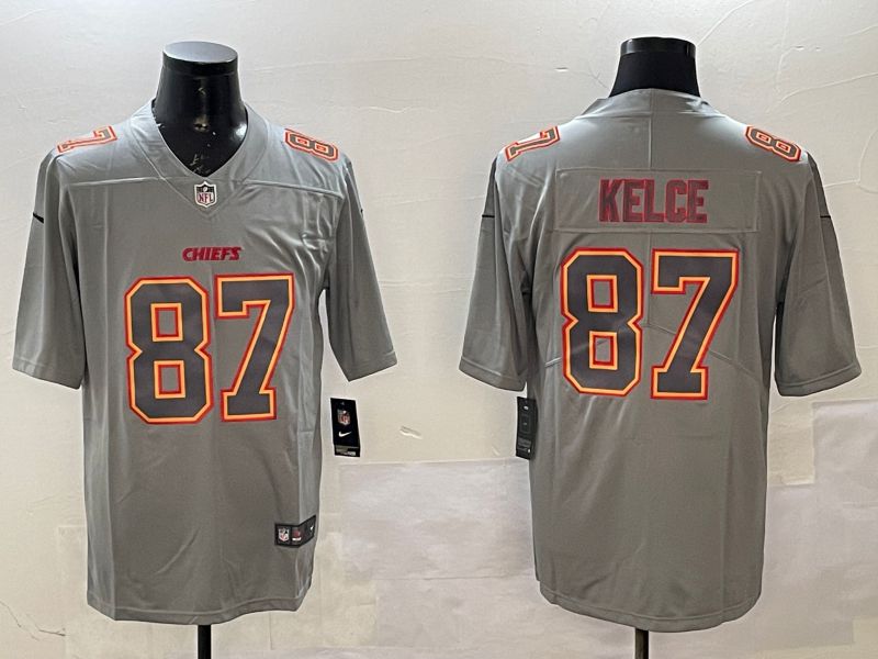 Men Kansas City Chiefs 87 Kelce Grey 2025 Nike Vapor Limited NFL Jersey style 210